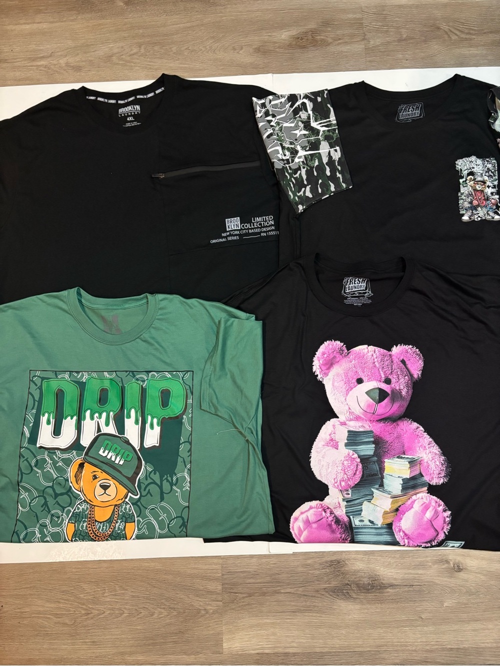 Lot of 4 Mens Big & Tall Graphic T-Shirts 3XL 4XL 5XL Fresh Laundry Hustle